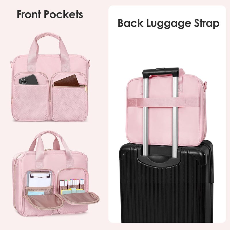 Prokva 3 Ring Zipper Binder, 2 Inch Ring Binder Organizer Bag with Shoulder Strap Fits 13 Inch Laptop and 500 Sheets, Pink (Empty Bag Only) - Image 5